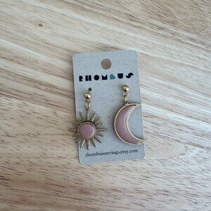 Rhombus | "The Camellia" Handmade Sun and Moon Earrings